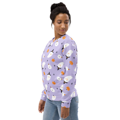 Halloween Witch Ghost Sweatshirt With Brushed Inner Fleece Fabric