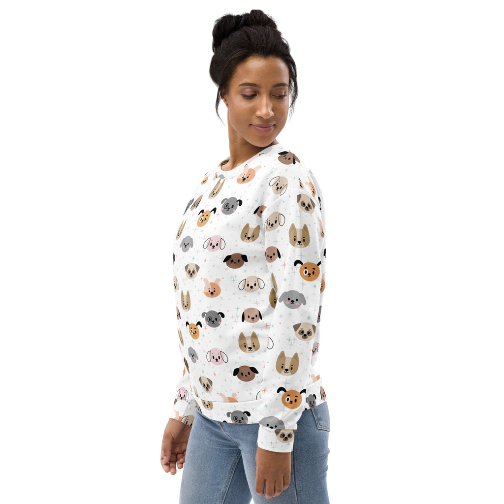 Dog Face Sweatshirt With Brushed Inner Fleece Fabric