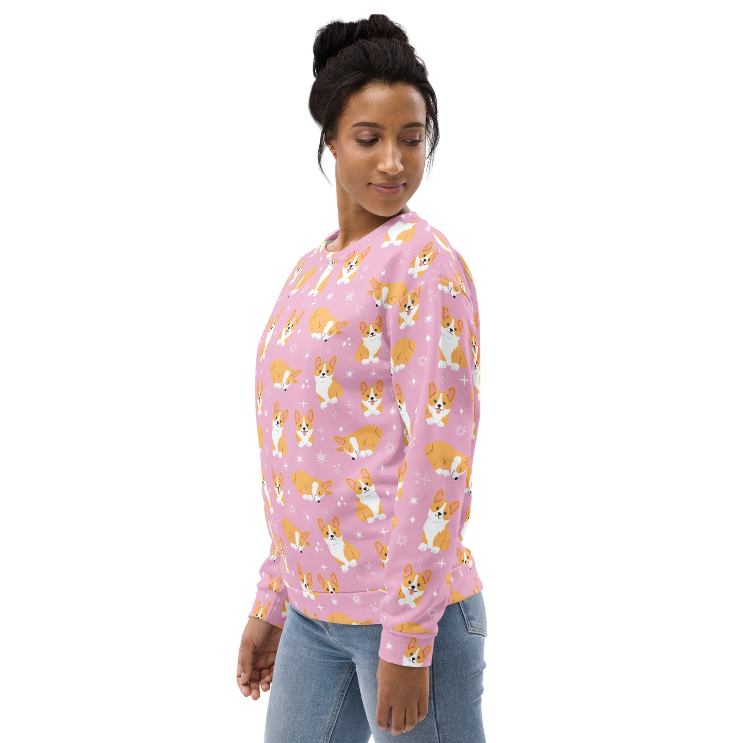 Pink Corgi Dog Sweatshirt With Brushed Inner Fleece Fabric