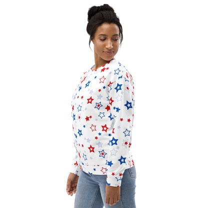 Patriotic Red, White & Blue Stars Sweatshirt With Brushed Inner Fleece Fabric