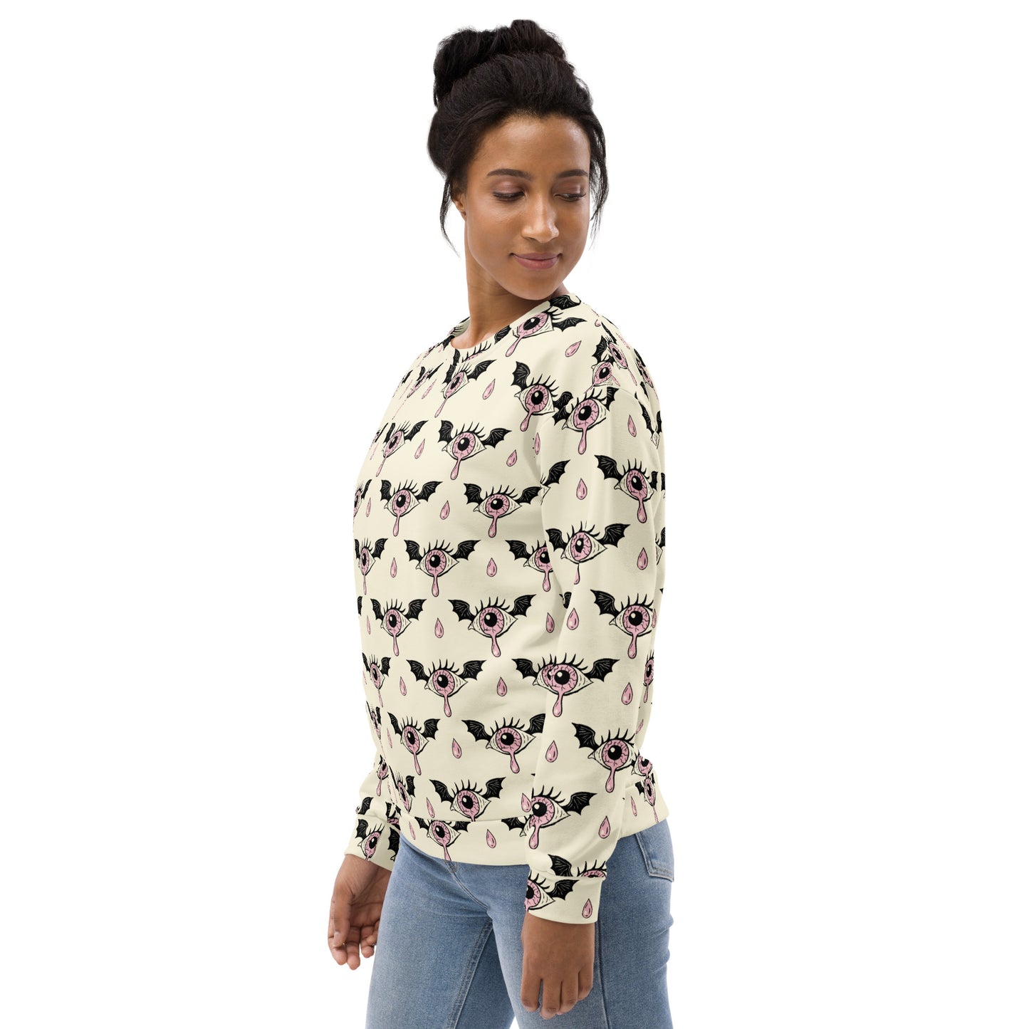 Gothic Eyeball Halloween Sweatshirt With Brushed Inner Fleece Fabric