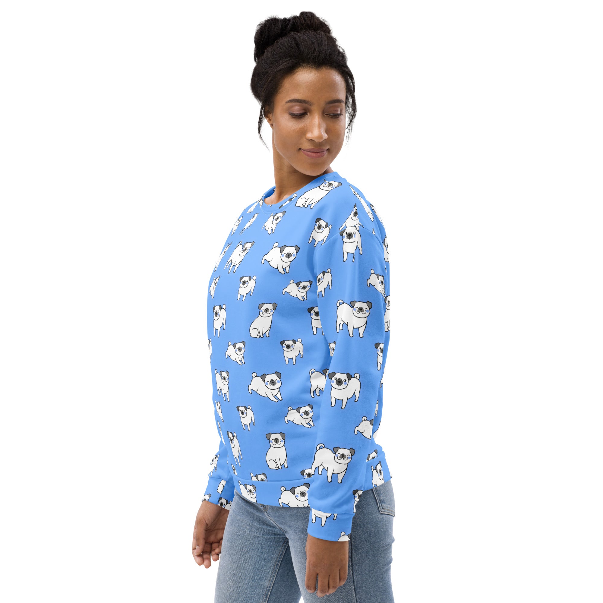 Blue Corgi Dog Sweatshirt With Brushed Inner Fleece Fabric
