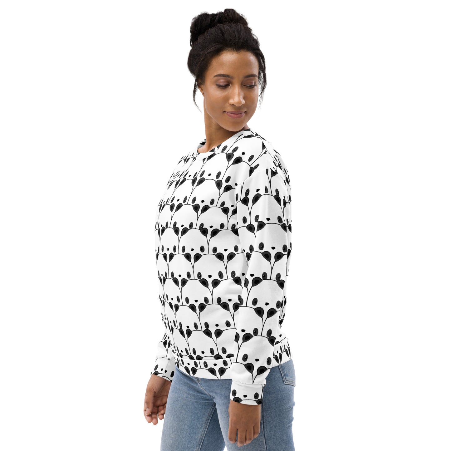 Panda Face Sweatshirt With Brushed Inner Fleece Fabric