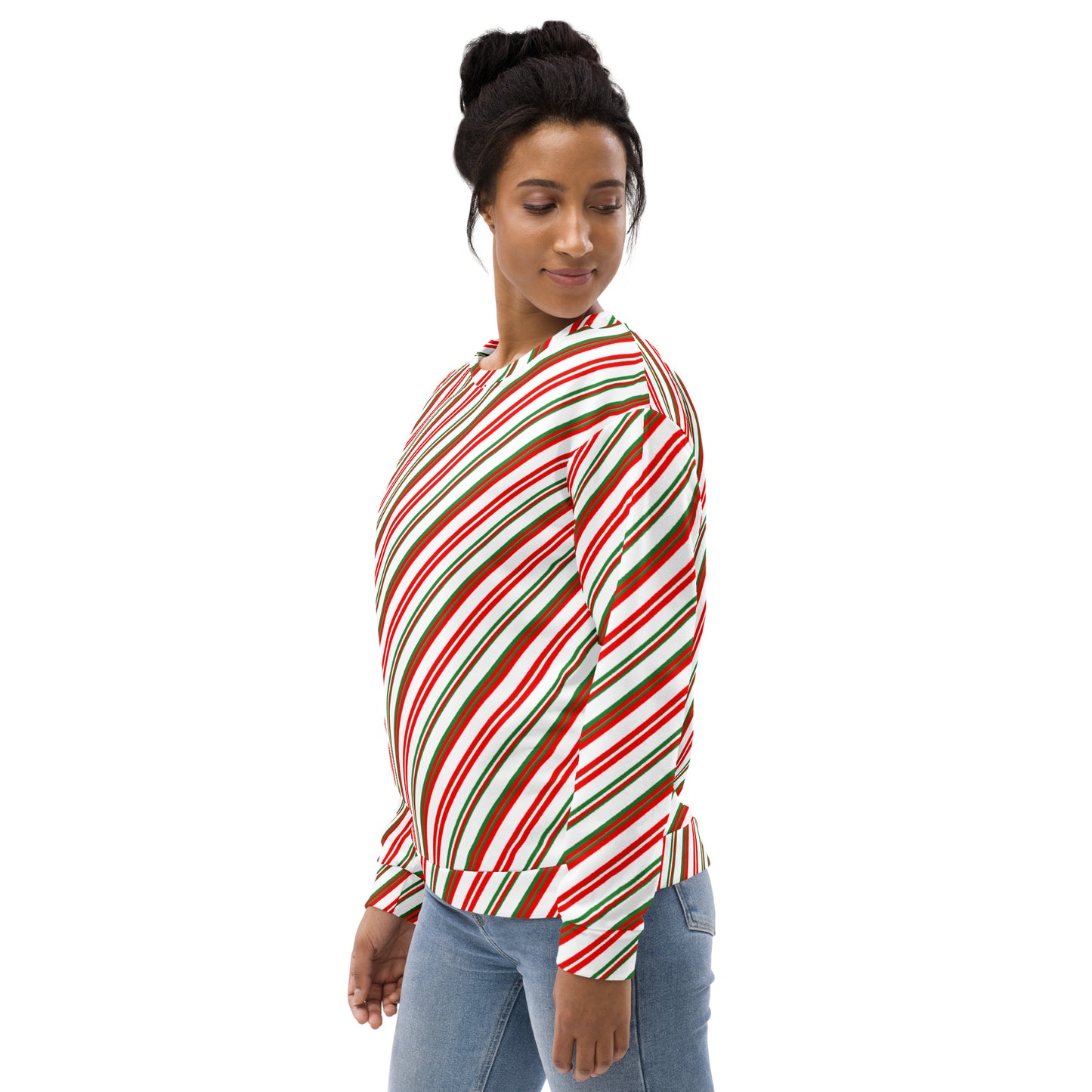 Candy Cane Stripe Sweatshirt With Brushed Inner Fleece Fabric