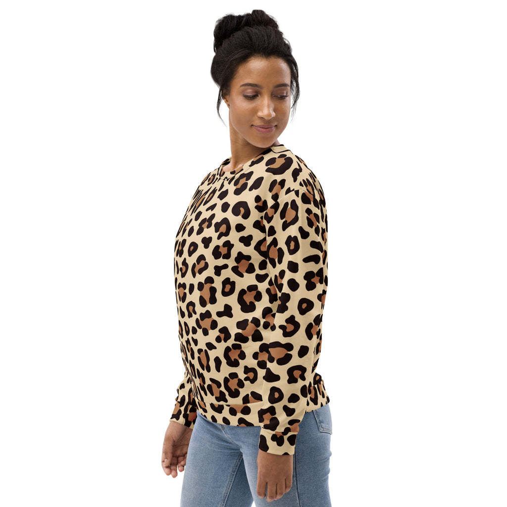 Leopard Print Sweatshirt With Brushed Inner Fleece Fabric