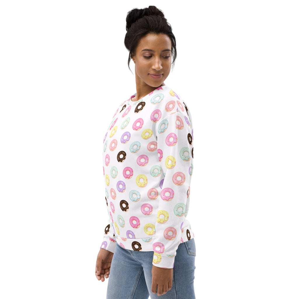 Colorful Donuts Sweatshirt With Brushed Inner Fleece Fabric