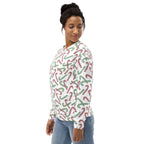 Red And Green Candy Cane Christmas Sweatshirt With Brushed Inner Fleece Fabric