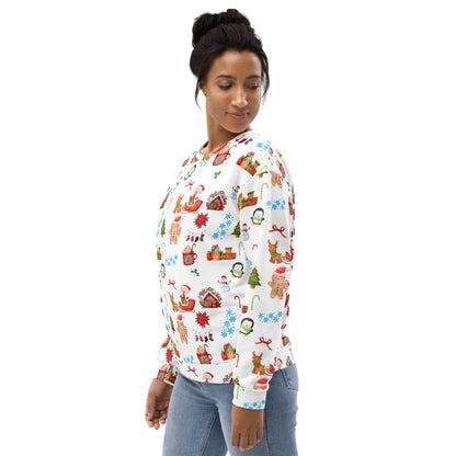 Christmas Pattern Sweatshirt With Brushed Inner Fleece Fabric