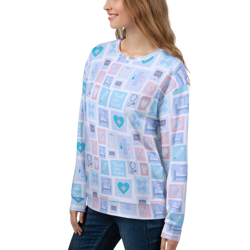 Blue Nurse Icon Sweatshirt With Brushed Inner Fleece Fabric