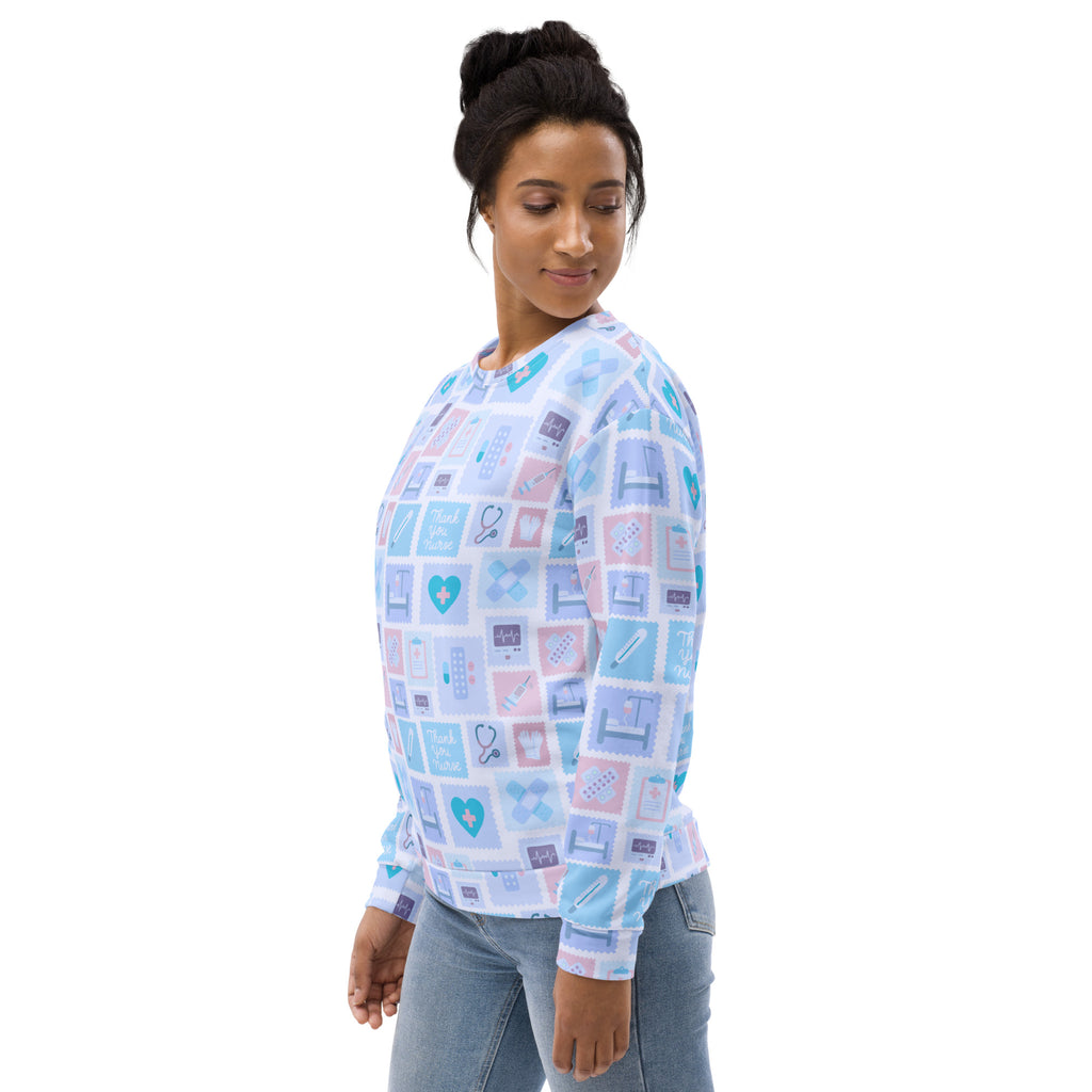 Blue Nurse Icon Sweatshirt With Brushed Inner Fleece Fabric