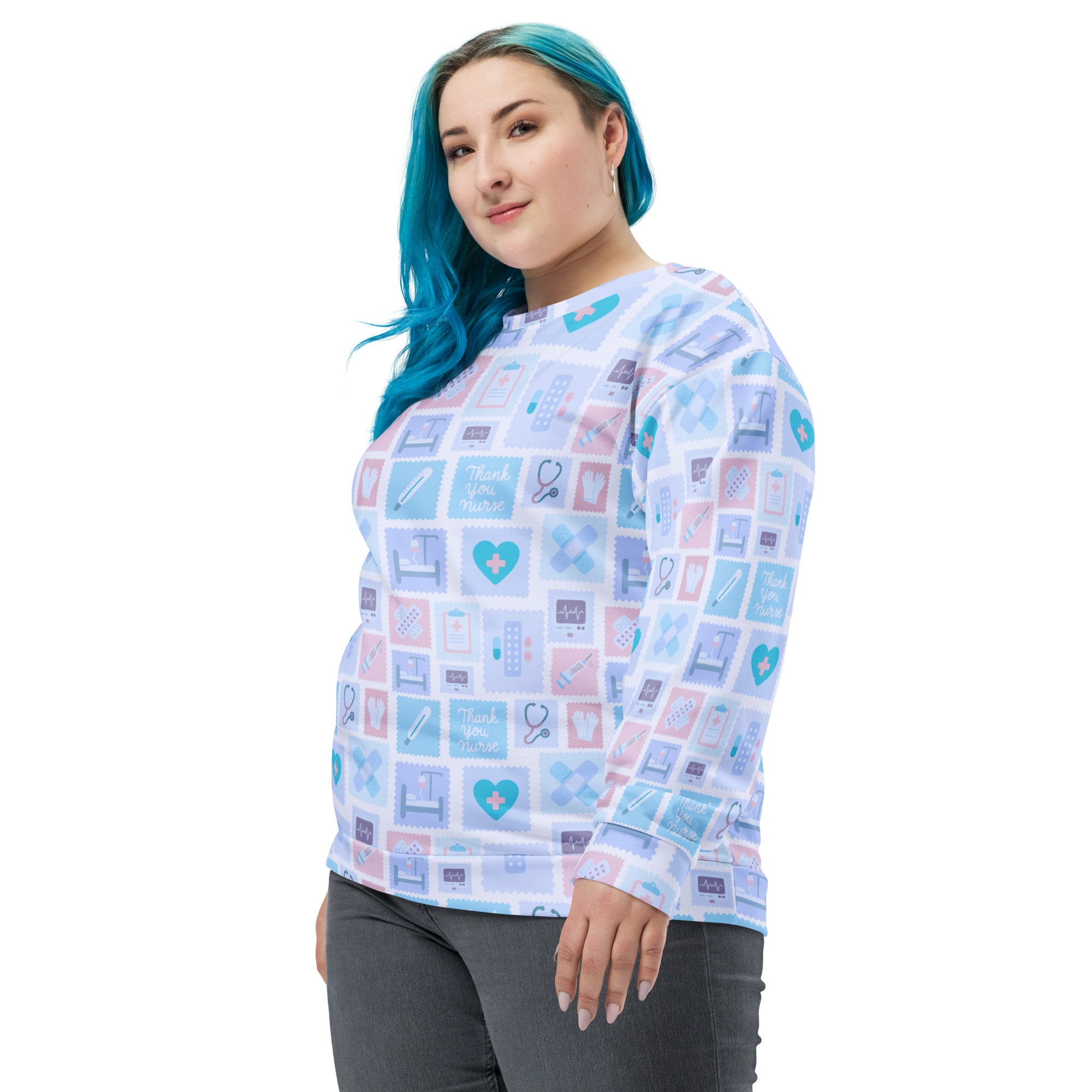 Blue Nurse Icon Sweatshirt With Brushed Inner Fleece Fabric