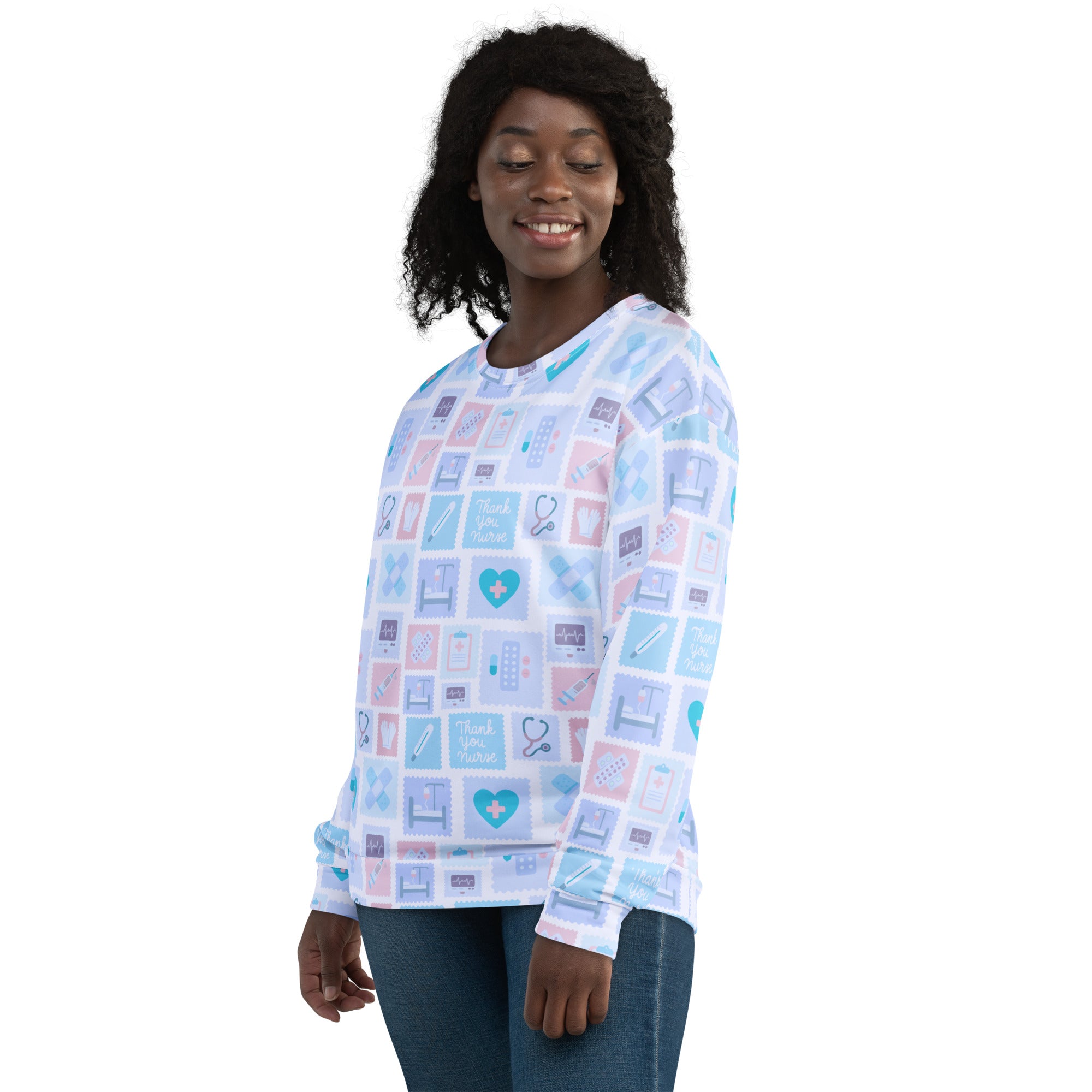 Blue Nurse Icon Sweatshirt With Brushed Inner Fleece Fabric