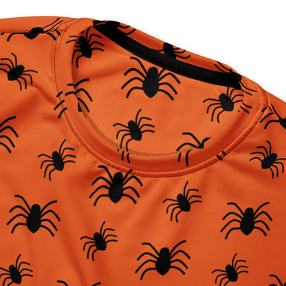Orange Spider Halloween Recycled Sweatshirt With Brushed Inner Fleece Fabric