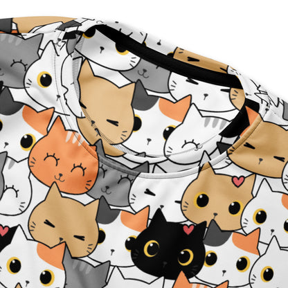 Cat Face Sweatshirt With Brushed Inner Fleece Fabric