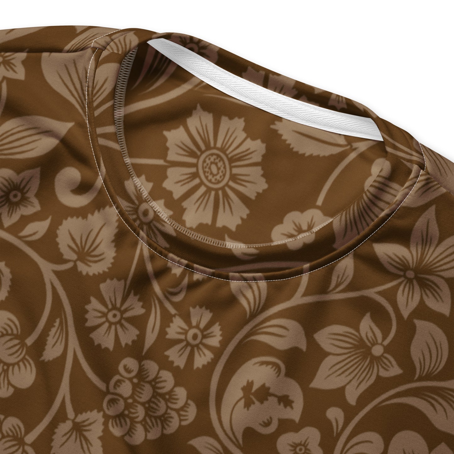 Brown Floral Sweatshirt With Brushed Inner Fleece Fabric