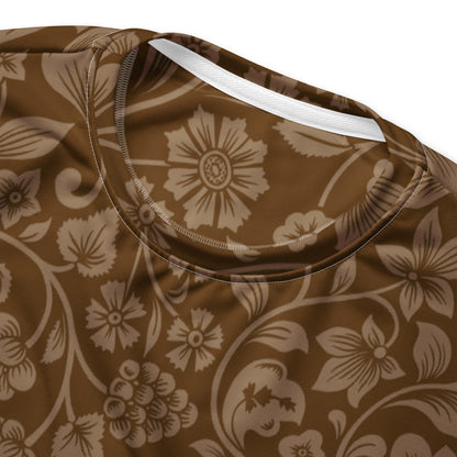 Brown Floral Sweatshirt With Brushed Inner Fleece Fabric