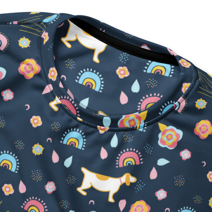 Whimsical Dog & Rainbow Sweatshirt With Brushed Inner Fleece Fabric