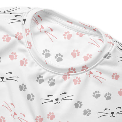 Cat Paw Print Sweatshirt With Brushed Inner Fleece Fabric