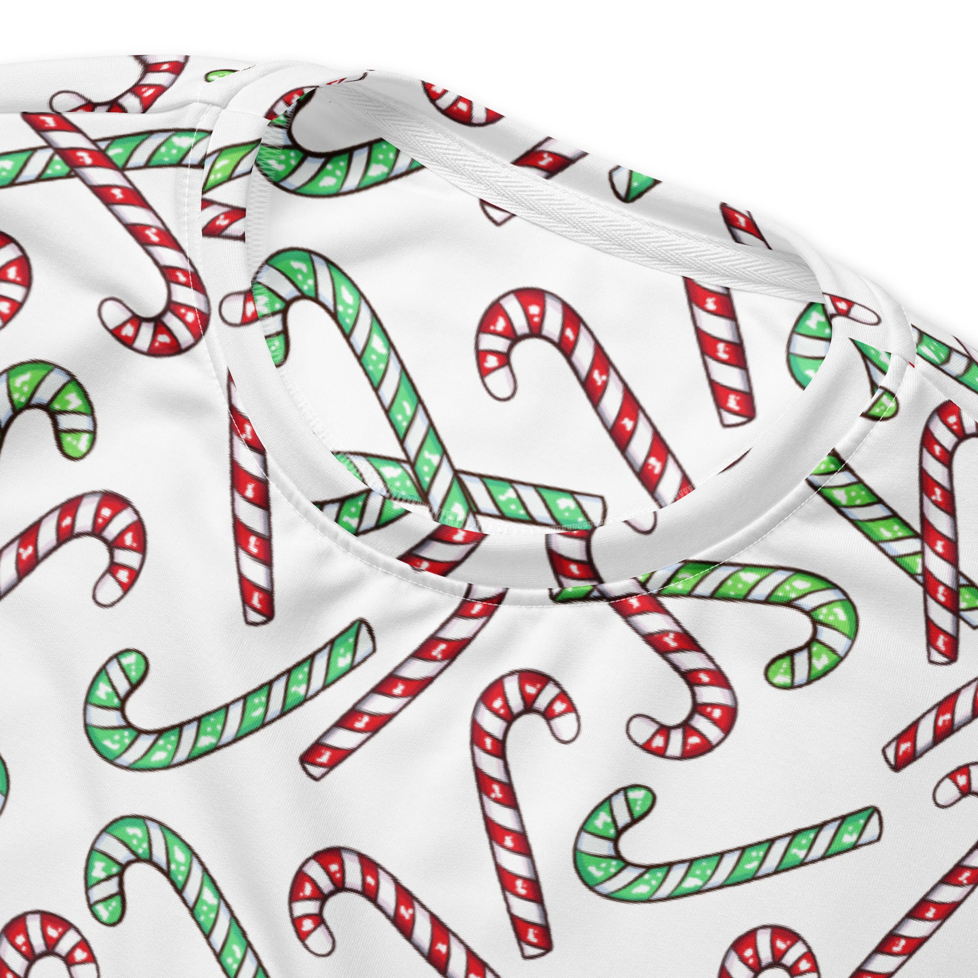 Red And Green Candy Cane Christmas Sweatshirt With Brushed Inner Fleece Fabric