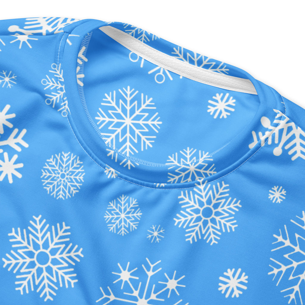 Blue Snowflake Christmas Sweatshirt With Brushed Inner Fleece Fabric