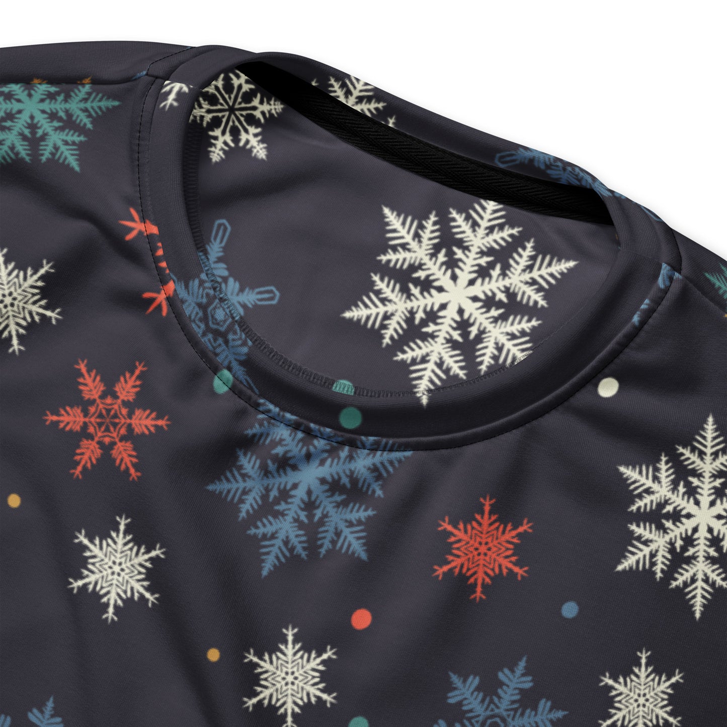 Colorful Snowflake Christmas Sweatshirt With Brushed Inner Fleece Fabric