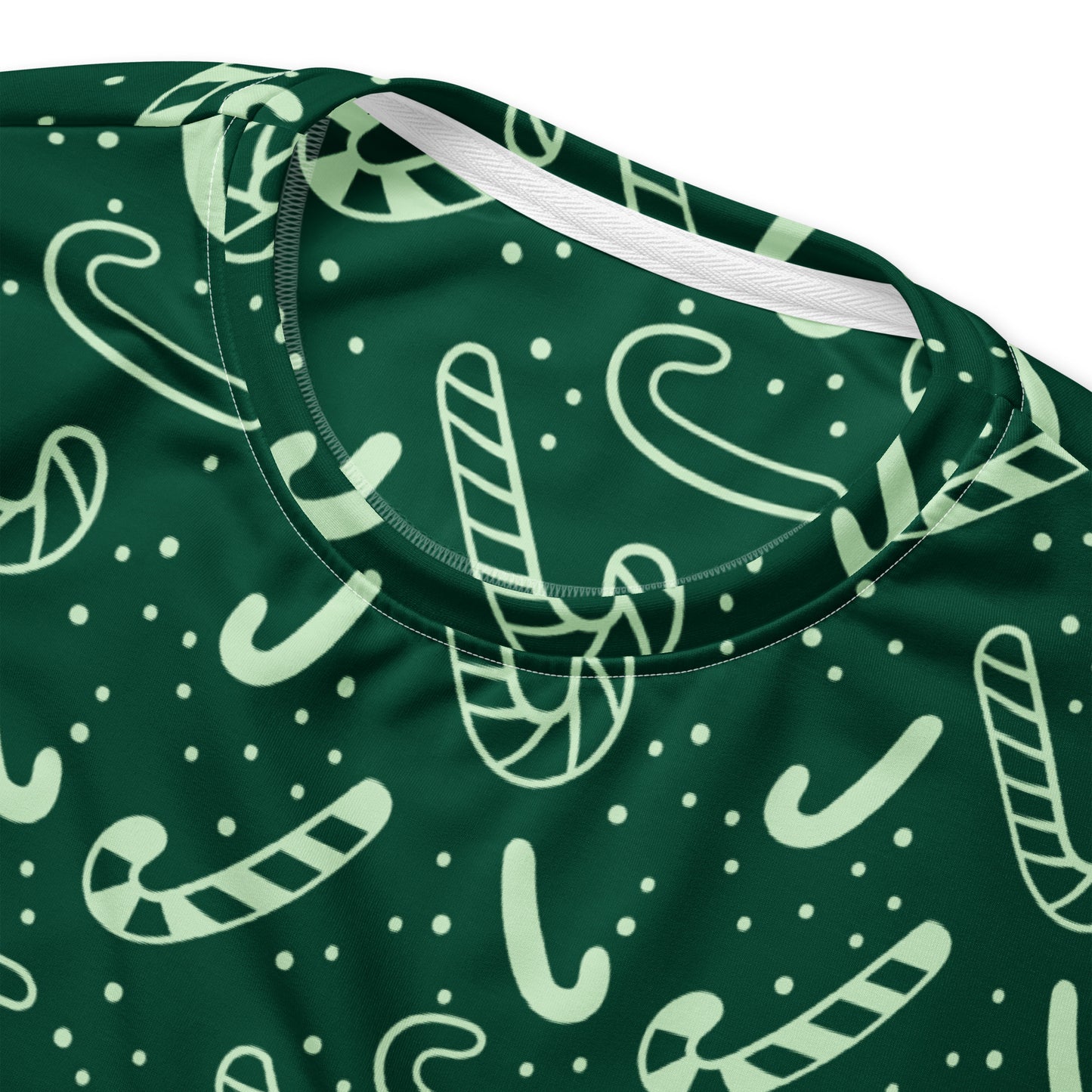 Green Candy Cane Christmas Sweatshirt With Brushed Inner Fleece Fabric