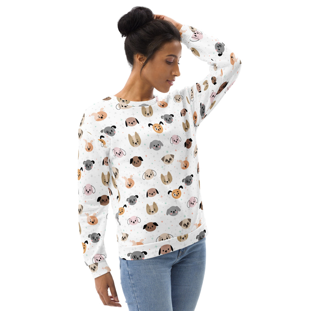 Dog Face Sweatshirt With Brushed Inner Fleece Fabric