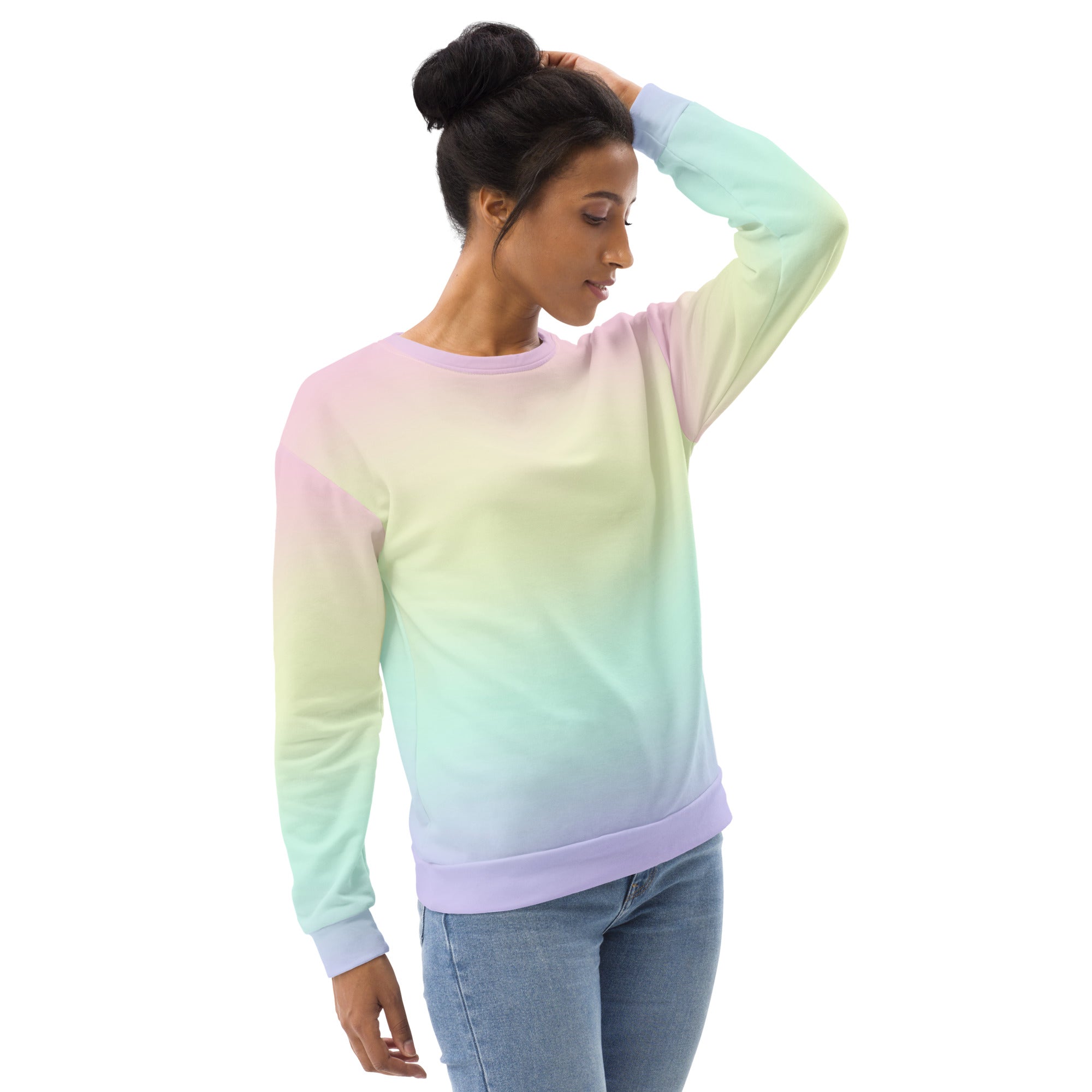 Pastel Rainbow Sweatshirt With Brushed Inner Fleece Fabric