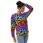 Rainbow Leopard Sweatshirt With Brushed Inner Fleece Fabric