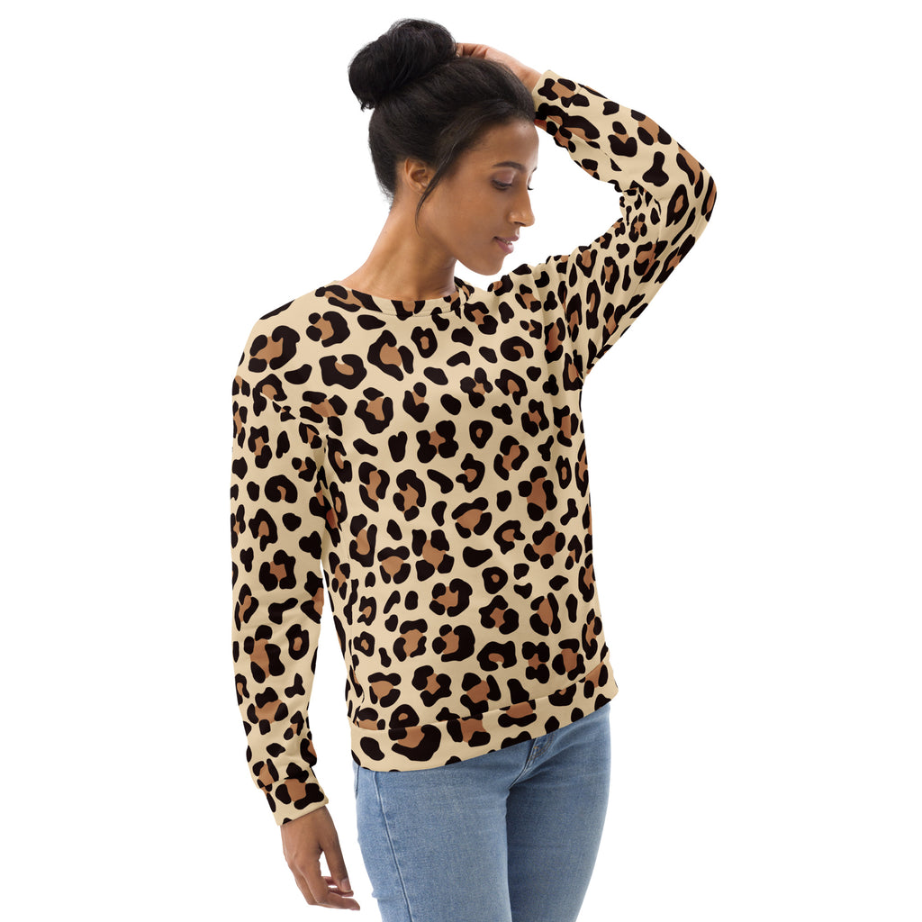 Leopard Print Sweatshirt With Brushed Inner Fleece Fabric