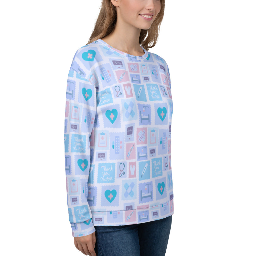 Blue Nurse Icon Sweatshirt With Brushed Inner Fleece Fabric