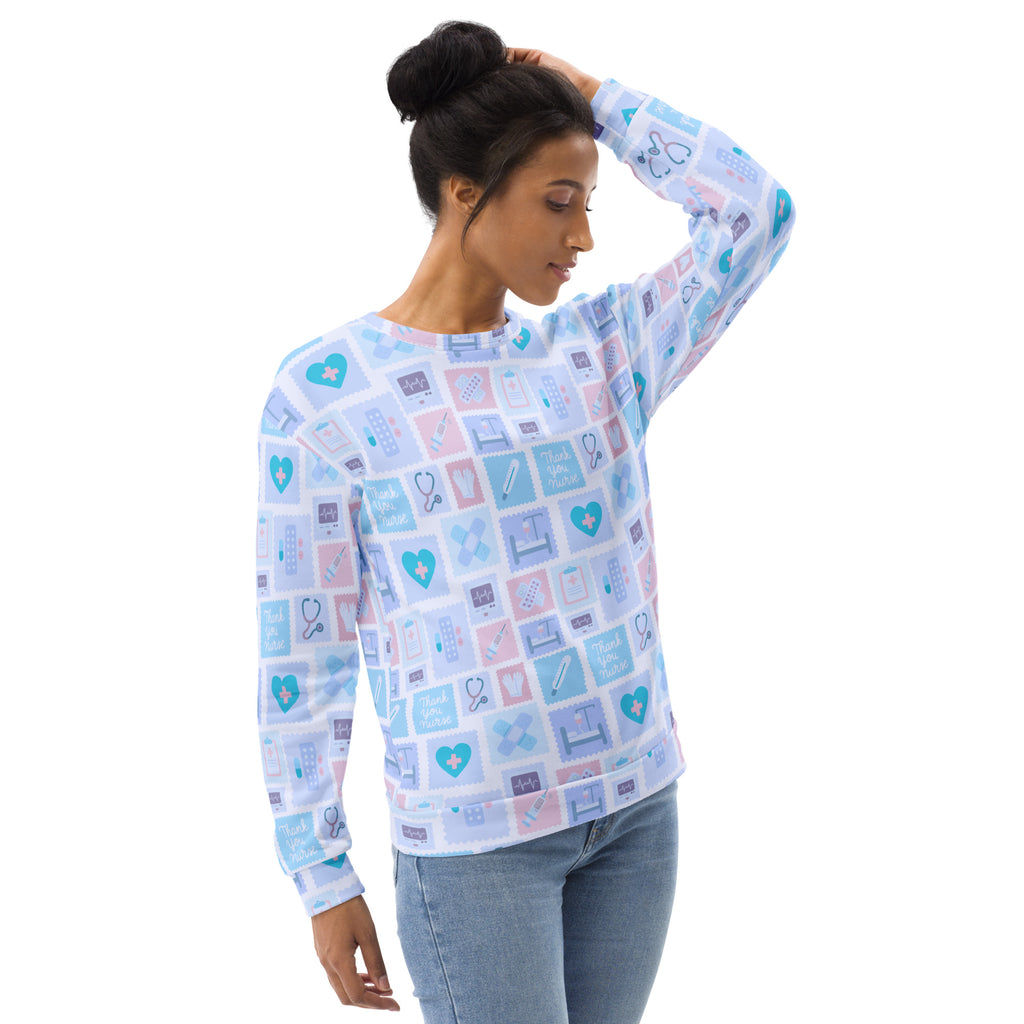 Blue Nurse Icon Sweatshirt With Brushed Inner Fleece Fabric