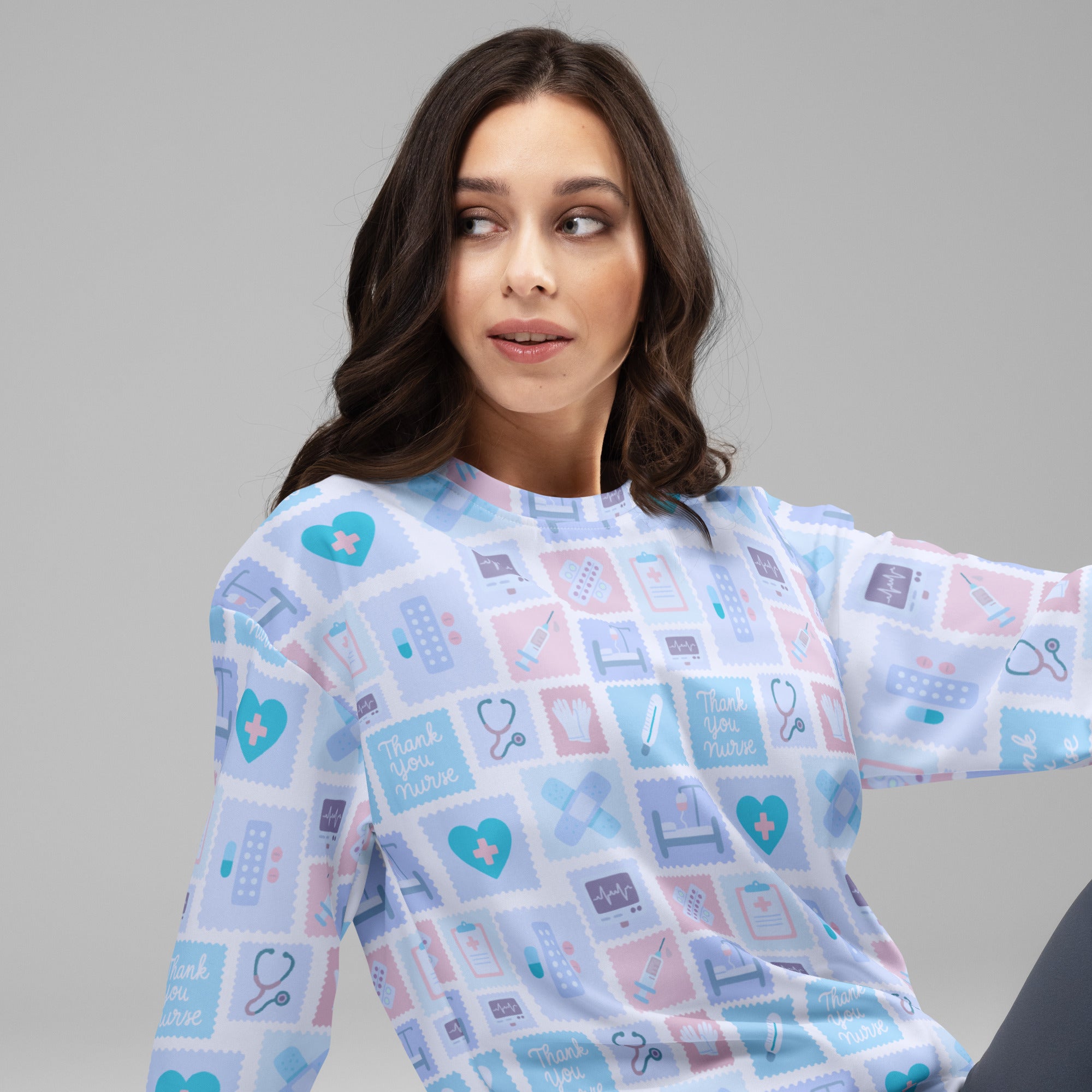 Blue Nurse Icon Sweatshirt With Brushed Inner Fleece Fabric