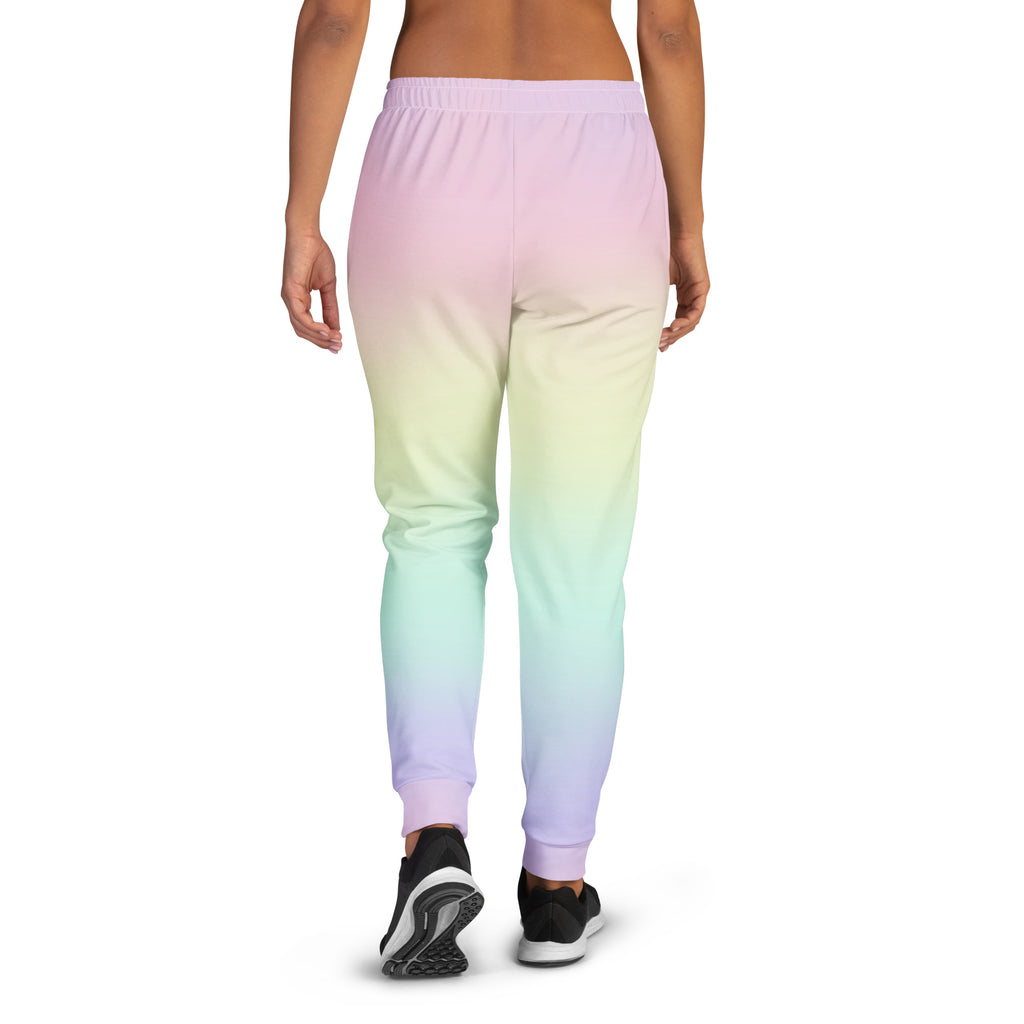 Women’s Pastel Rainbow Recycled Jogger Pants With Pockets – Cozy Brushed Inside Fleece