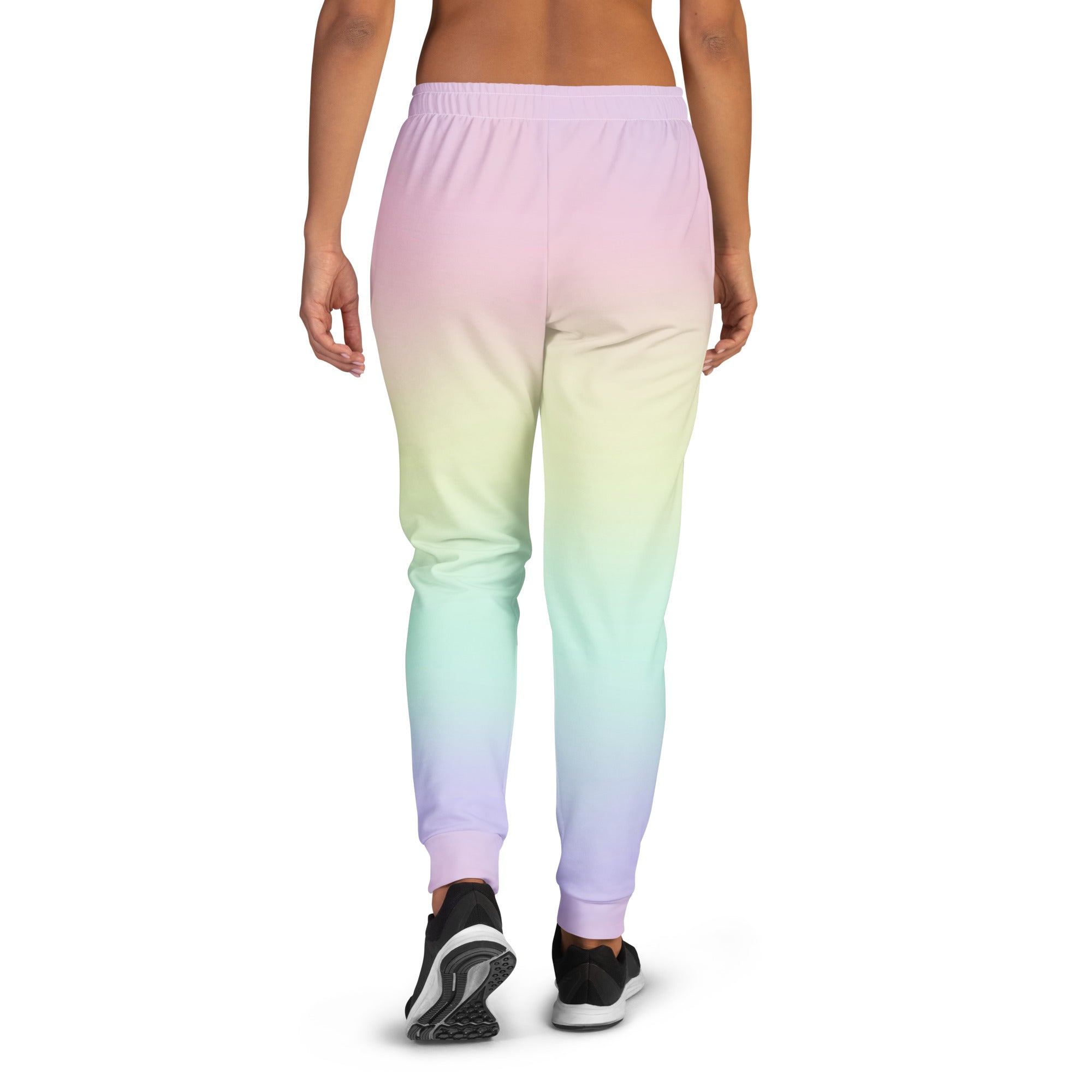 Women’s Pastel Rainbow Recycled Jogger Pants With Pockets – Cozy Brushed Inside Fleece