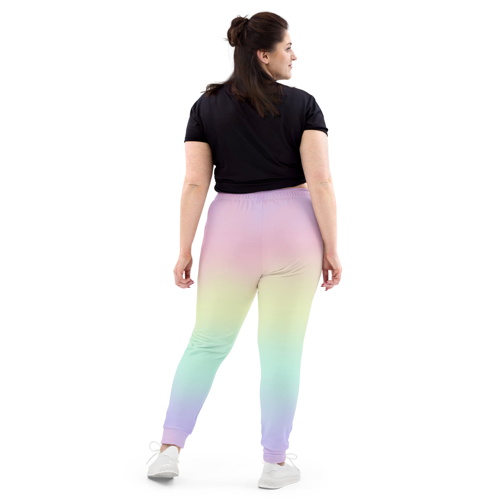 Women’s Pastel Rainbow Recycled Jogger Pants With Pockets – Cozy Brushed Inside Fleece