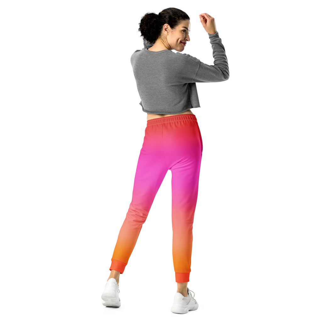 Women’s Sunset Ombre Recycled Jogger Pants With Pockets – Cozy Brushed Inside Fleece