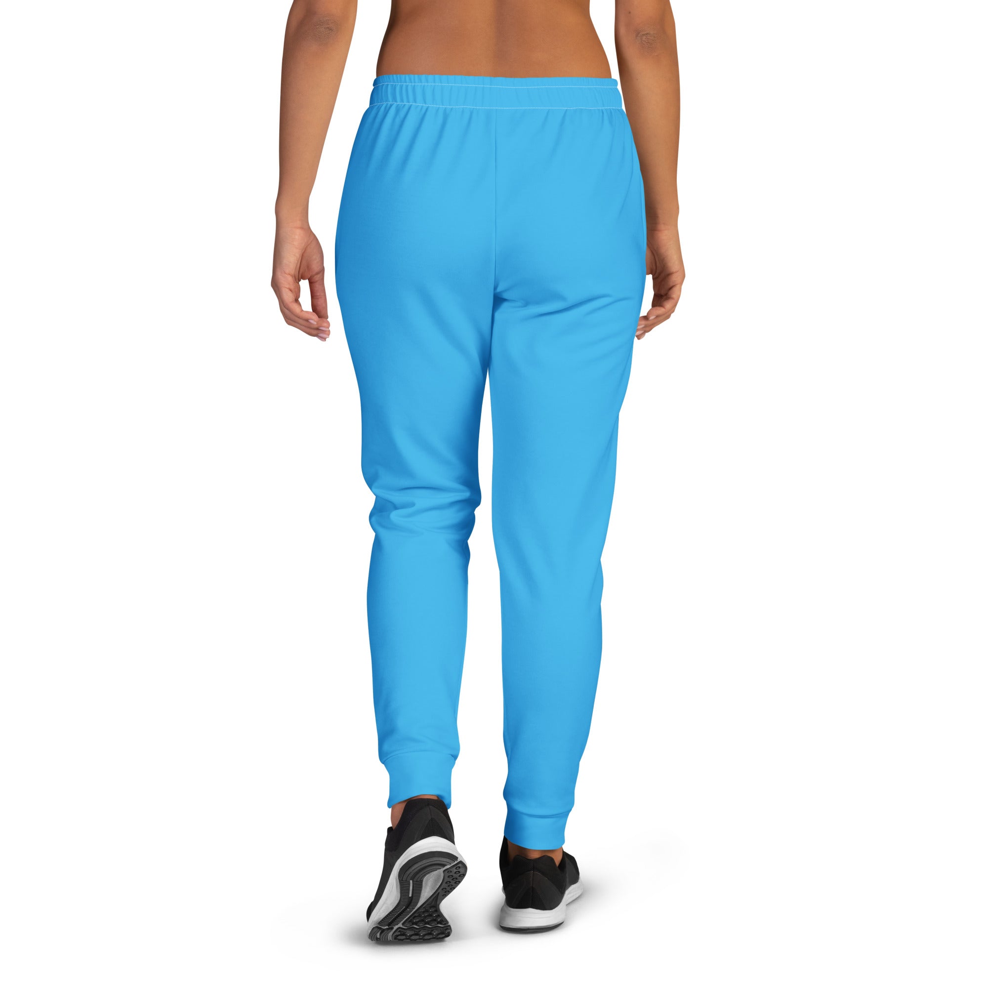 Women’s sky blue recycled jogger pants with soft stretchy fabric elastic waistband and cozy brushed inside fleece