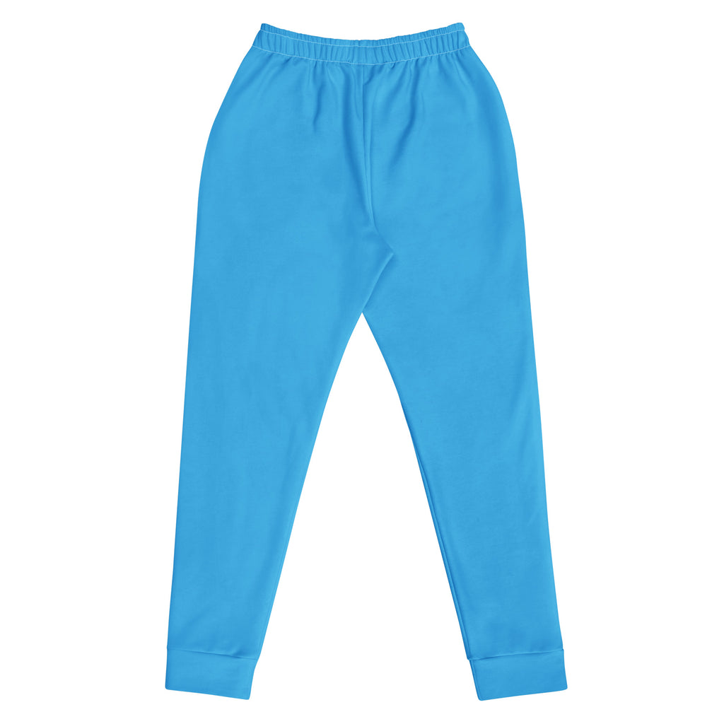 Women’s sky blue recycled cotton jogger pants with elastic waistband ribbed cuffs and cozy brushed fleece lining