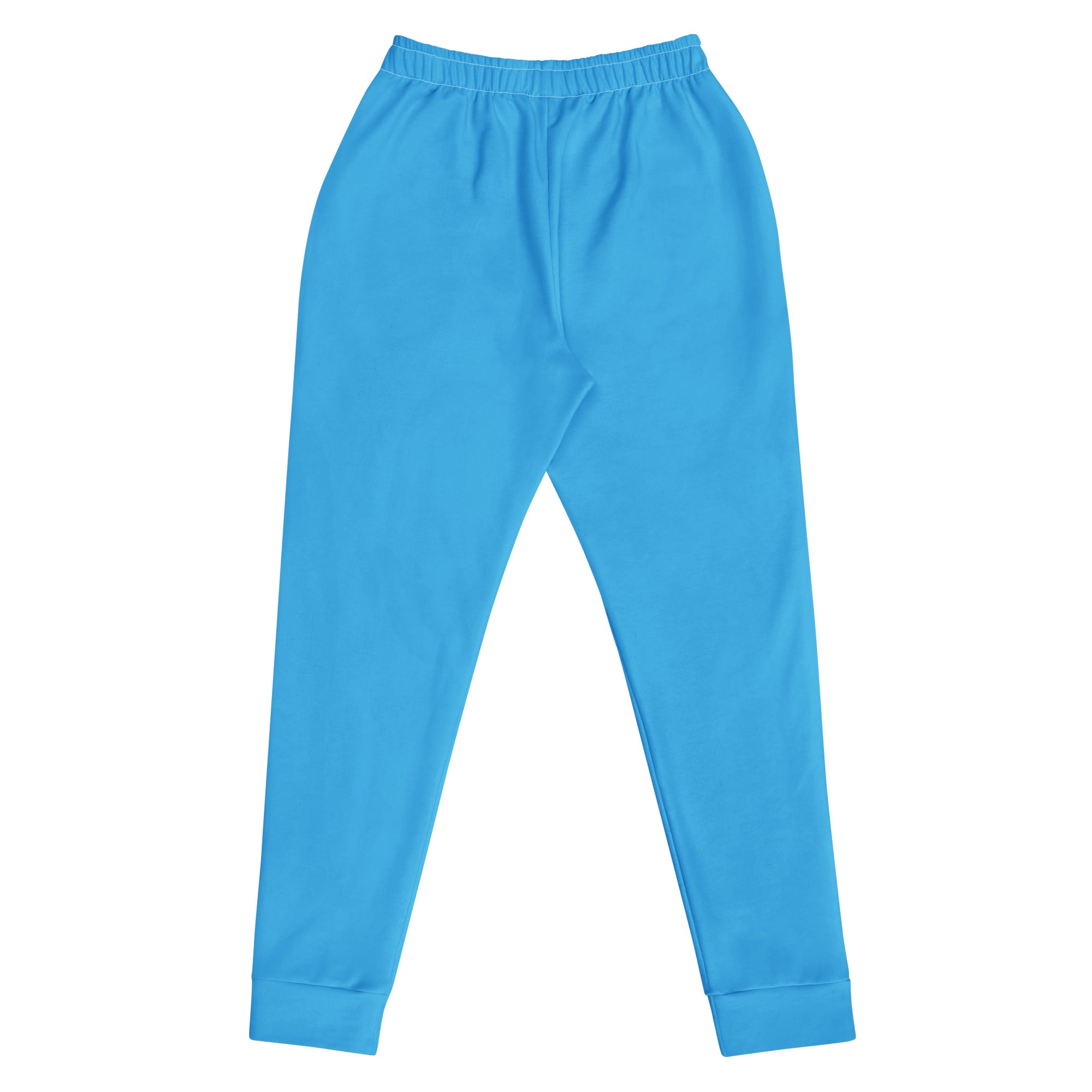 Women’s sky blue recycled cotton jogger pants with elastic waistband ribbed cuffs and cozy brushed fleece lining