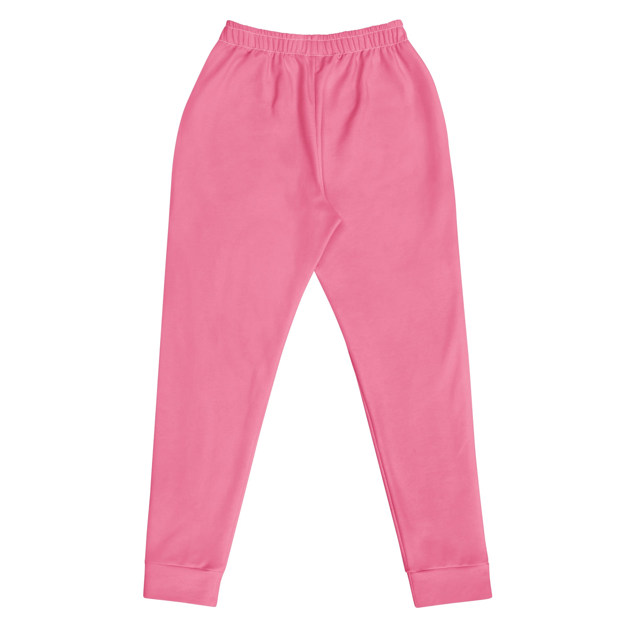 Women’s pink recycled jogger pants with elastic waist ribbed cuffs and cozy brushed inside fleece lining