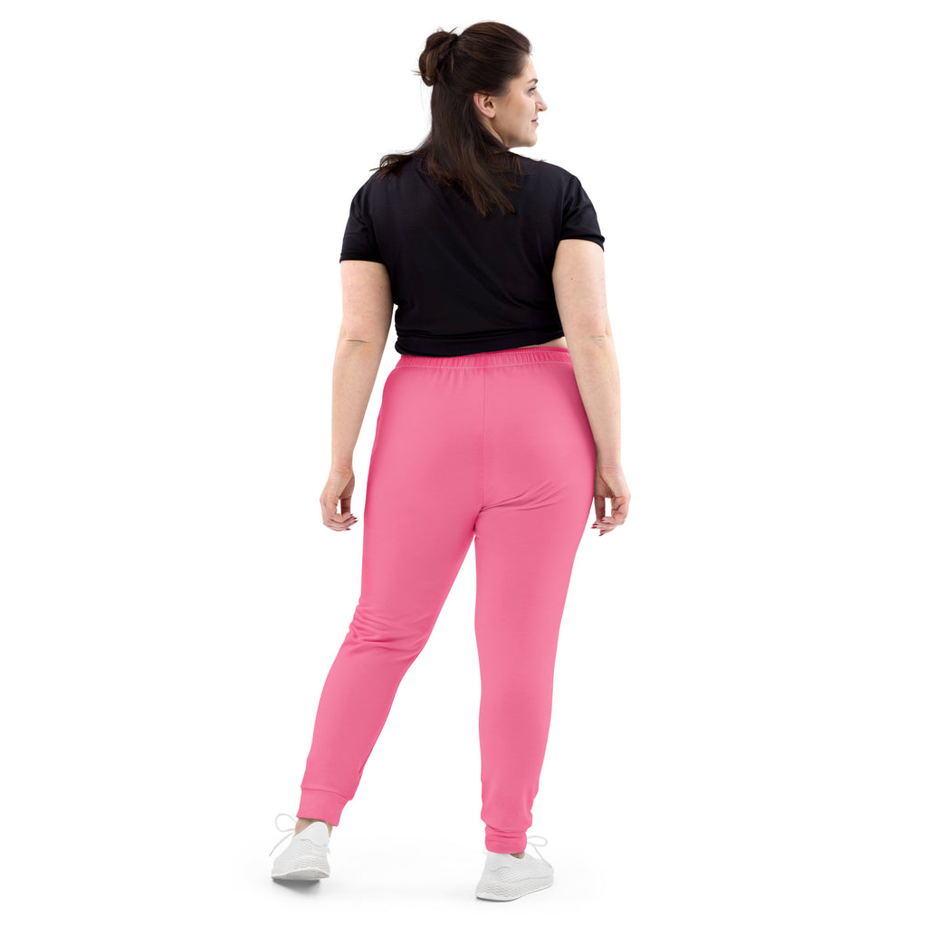 Women’s bright pink recycled jogger pants with elastic waistband ribbed cuffs and cozy brushed inside fleece lining