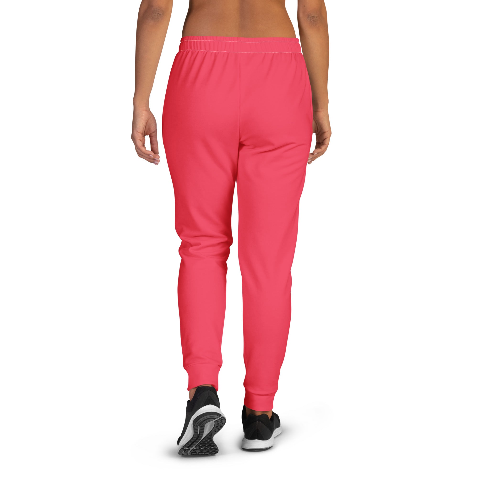 Women’s bright pink recycled jogger pants with elastic waistband ribbed cuffs and cozy brushed inside fleece