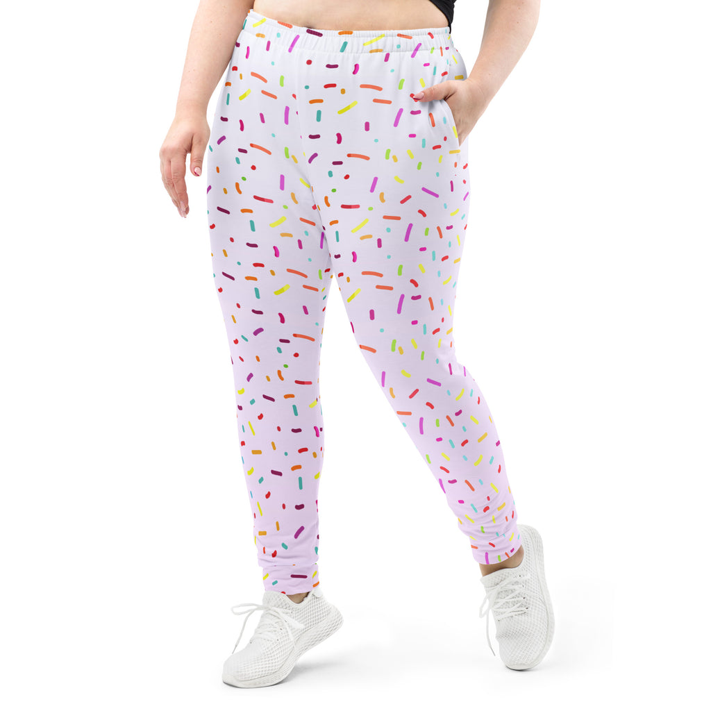 Women’s Colorful Sprinkles Recycled Jogger Pants With Pockets – Cozy Brushed Inside Fleece