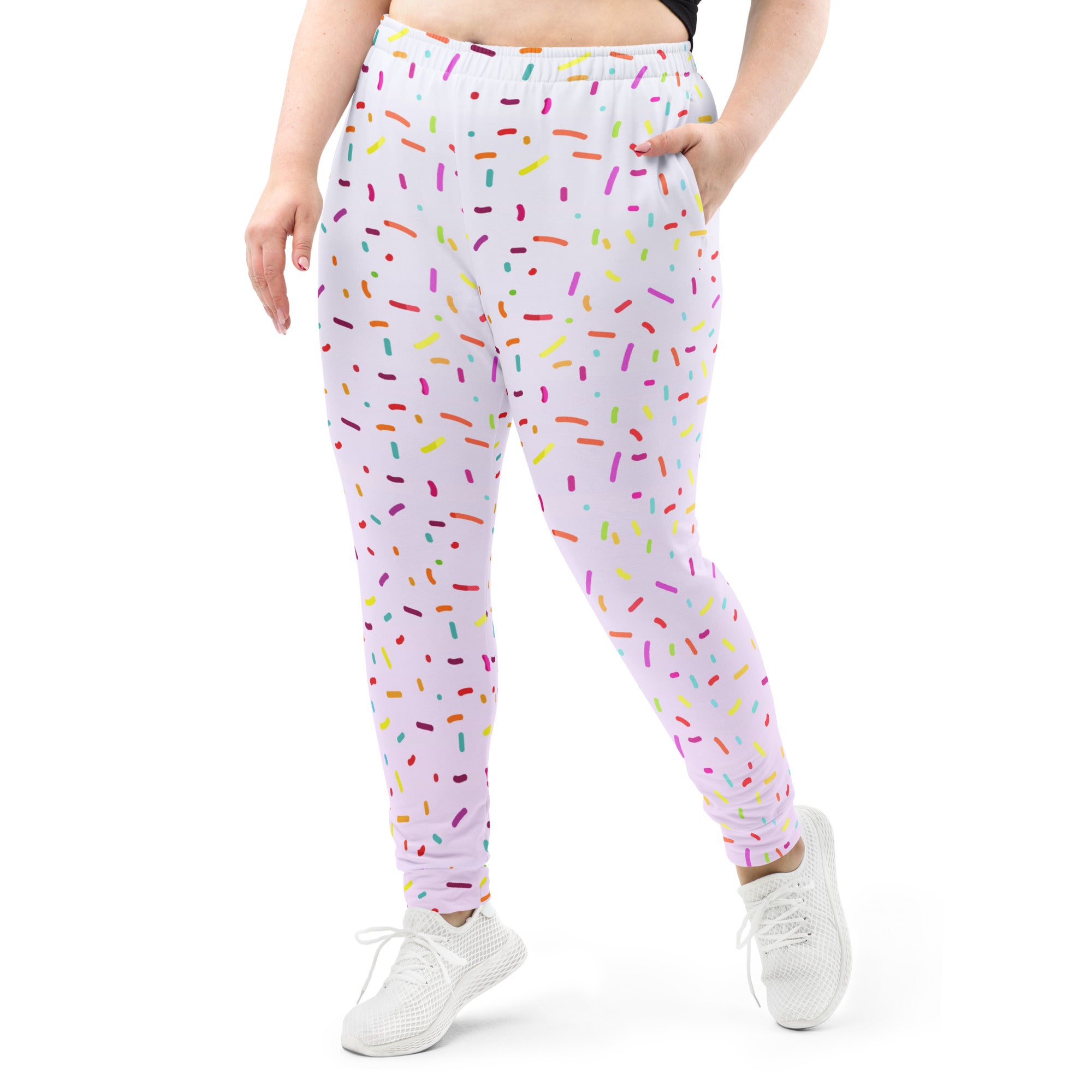 Women’s Colorful Sprinkles Recycled Jogger Pants With Pockets – Cozy Brushed Inside Fleece