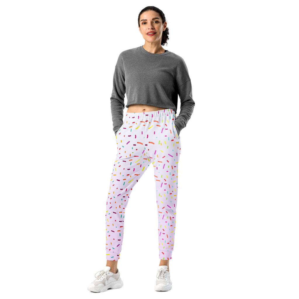 Women’s Colorful Sprinkles Recycled Jogger Pants With Pockets – Cozy Brushed Inside Fleece