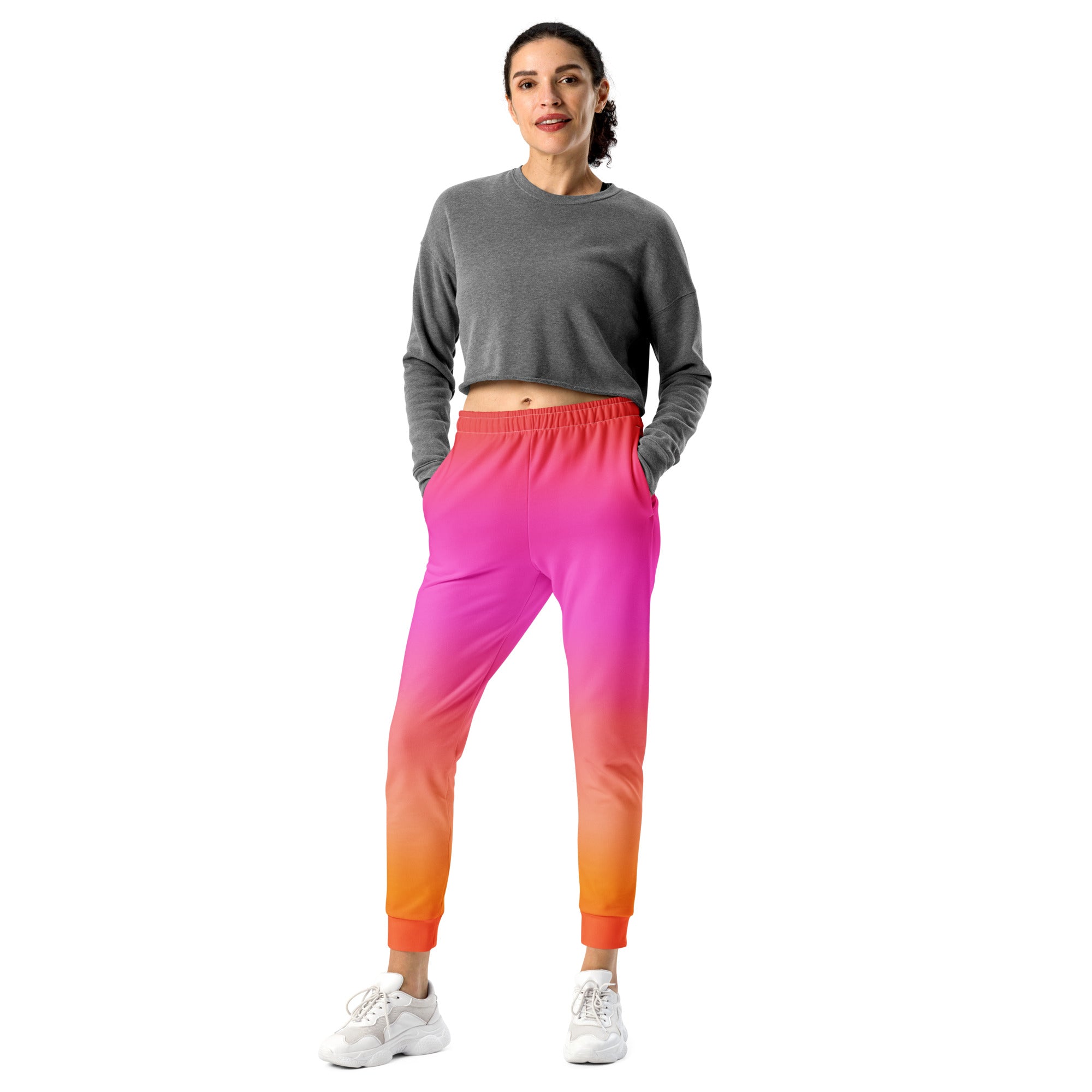 Women’s Sunset Ombre Recycled Jogger Pants With Pockets – Cozy Brushed Inside Fleece
