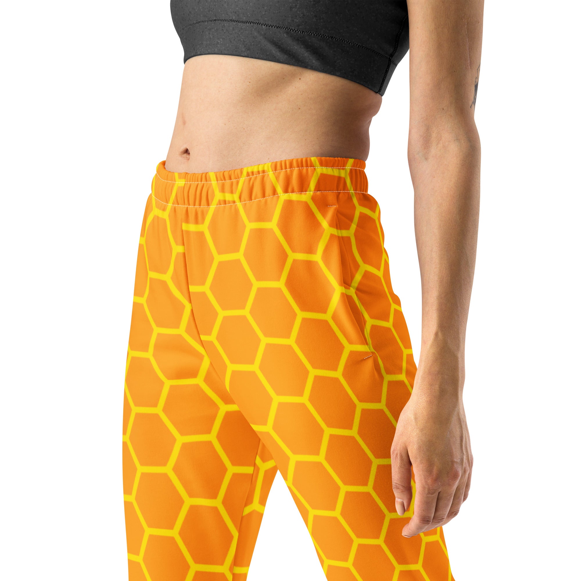 Women’s Honeycomb Recycled Jogger Pants With Pockets – Cozy Brushed Inside Fleece