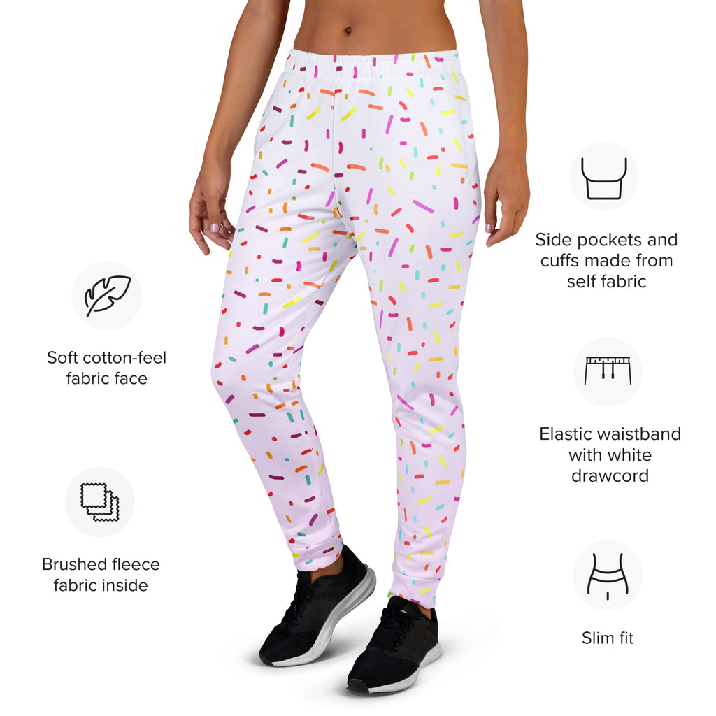Women’s Colorful Sprinkles Recycled Jogger Pants With Pockets – Cozy Brushed Inside Fleece