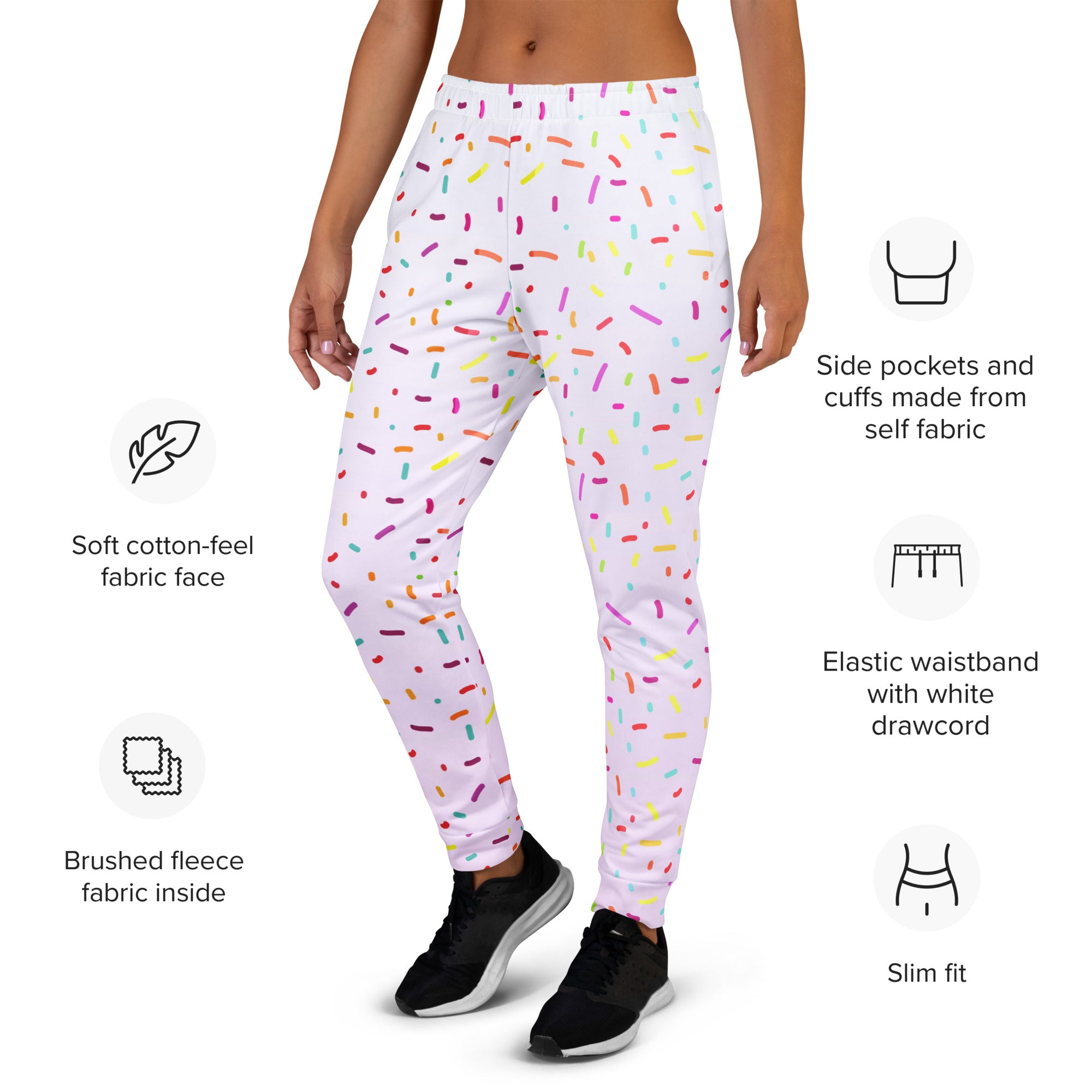 Women’s Colorful Sprinkles Recycled Jogger Pants With Pockets – Cozy Brushed Inside Fleece